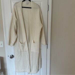 Topshop Mixed Stitch Longline Cardigan Size XL Color Ivory